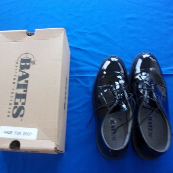 BATES CORFRAM BLACK MILITARY DRESS SHOES ASU SIZE 8E PATENT LEATHER 21SL349 - Picture 1 of 12